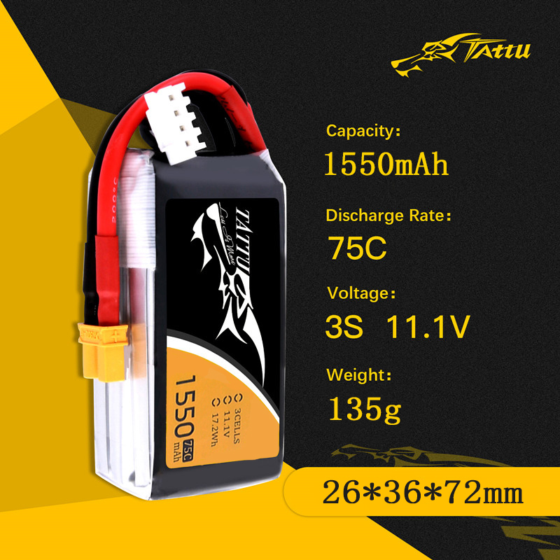 TATTU-batería LiPo 3S de 11,1  - Drone Battery Connector reseña y precio